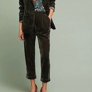 Anthropologie Cuffed Velvet Trouser Pant
